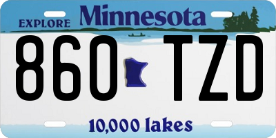 MN license plate 860TZD