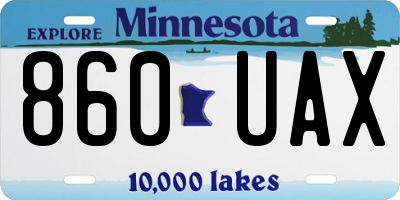 MN license plate 860UAX