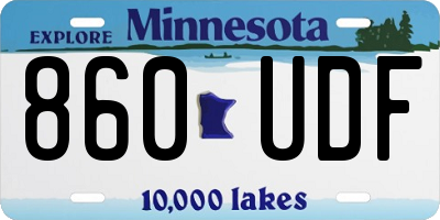 MN license plate 860UDF