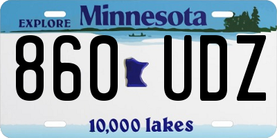 MN license plate 860UDZ