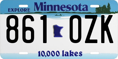 MN license plate 861OZK