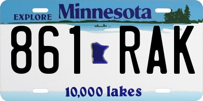 MN license plate 861RAK