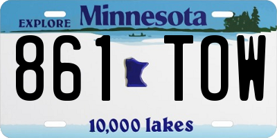 MN license plate 861TOW