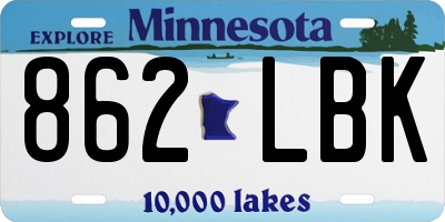 MN license plate 862LBK