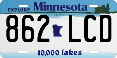 MN license plate 862LCD