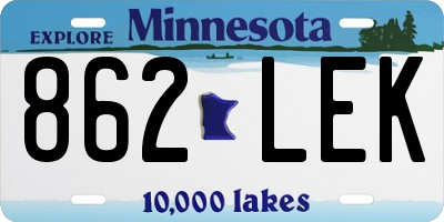 MN license plate 862LEK