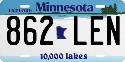 MN license plate 862LEN