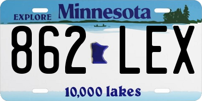 MN license plate 862LEX