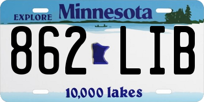 MN license plate 862LIB
