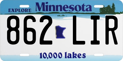 MN license plate 862LIR