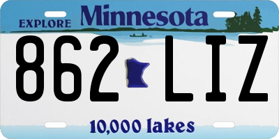 MN license plate 862LIZ