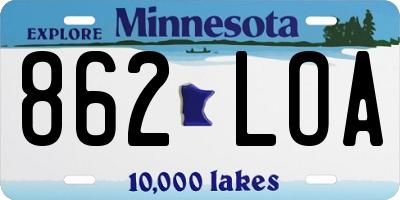 MN license plate 862LOA