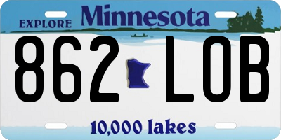 MN license plate 862LOB