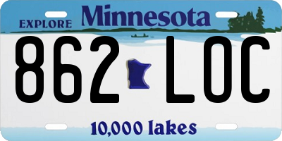 MN license plate 862LOC