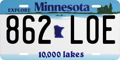 MN license plate 862LOE