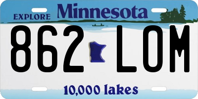 MN license plate 862LOM