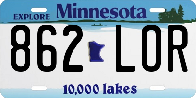 MN license plate 862LOR