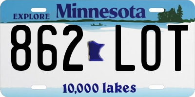 MN license plate 862LOT
