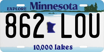 MN license plate 862LOU