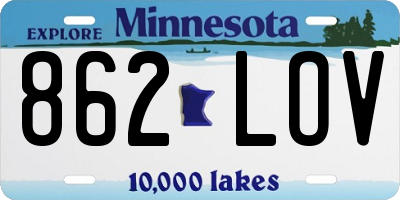 MN license plate 862LOV