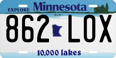 MN license plate 862LOX