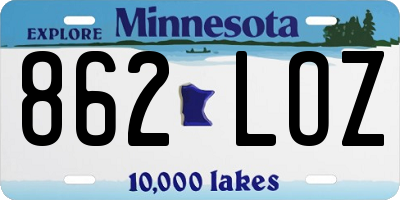 MN license plate 862LOZ