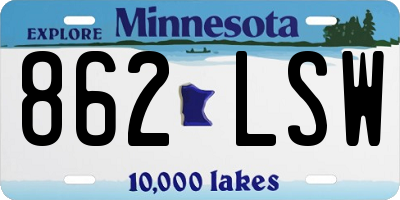 MN license plate 862LSW