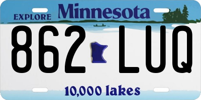 MN license plate 862LUQ