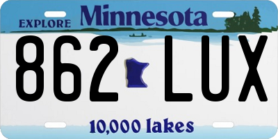 MN license plate 862LUX