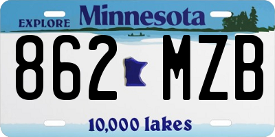 MN license plate 862MZB