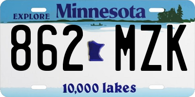 MN license plate 862MZK