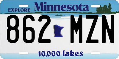 MN license plate 862MZN