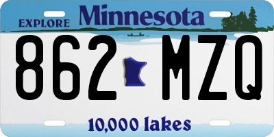 MN license plate 862MZQ
