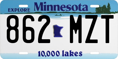 MN license plate 862MZT