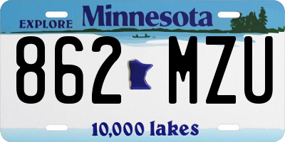 MN license plate 862MZU