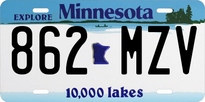 MN license plate 862MZV