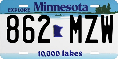 MN license plate 862MZW