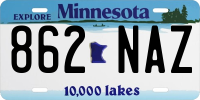 MN license plate 862NAZ