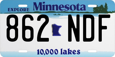 MN license plate 862NDF