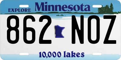 MN license plate 862NOZ