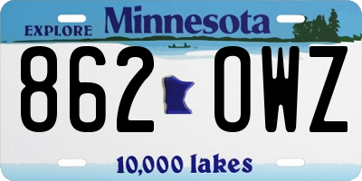 MN license plate 862OWZ