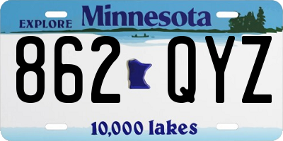 MN license plate 862QYZ