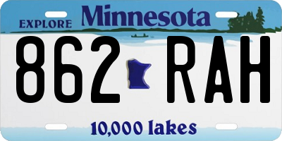 MN license plate 862RAH