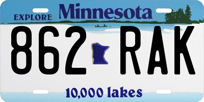 MN license plate 862RAK