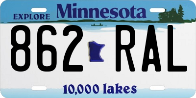 MN license plate 862RAL
