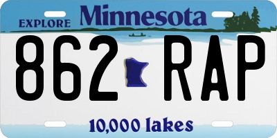 MN license plate 862RAP