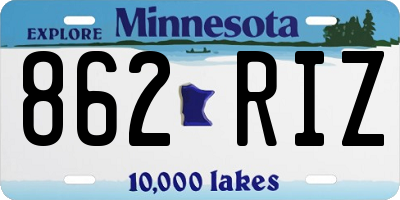 MN license plate 862RIZ