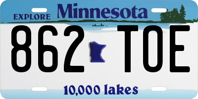 MN license plate 862TOE