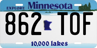 MN license plate 862TOF