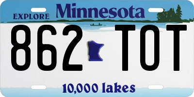 MN license plate 862TOT